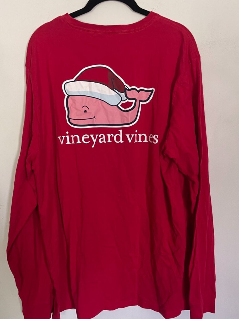 Vineyard Vines Shirt Mens Large Red Merry Christmas Whale Graphic Long Sleeve T6